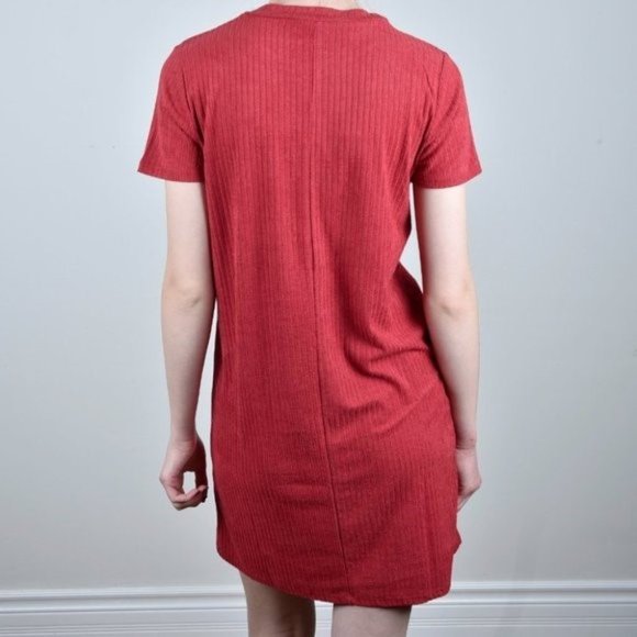 Zara Red Ribbed Mini Dress (S) - Picture 3 of 6